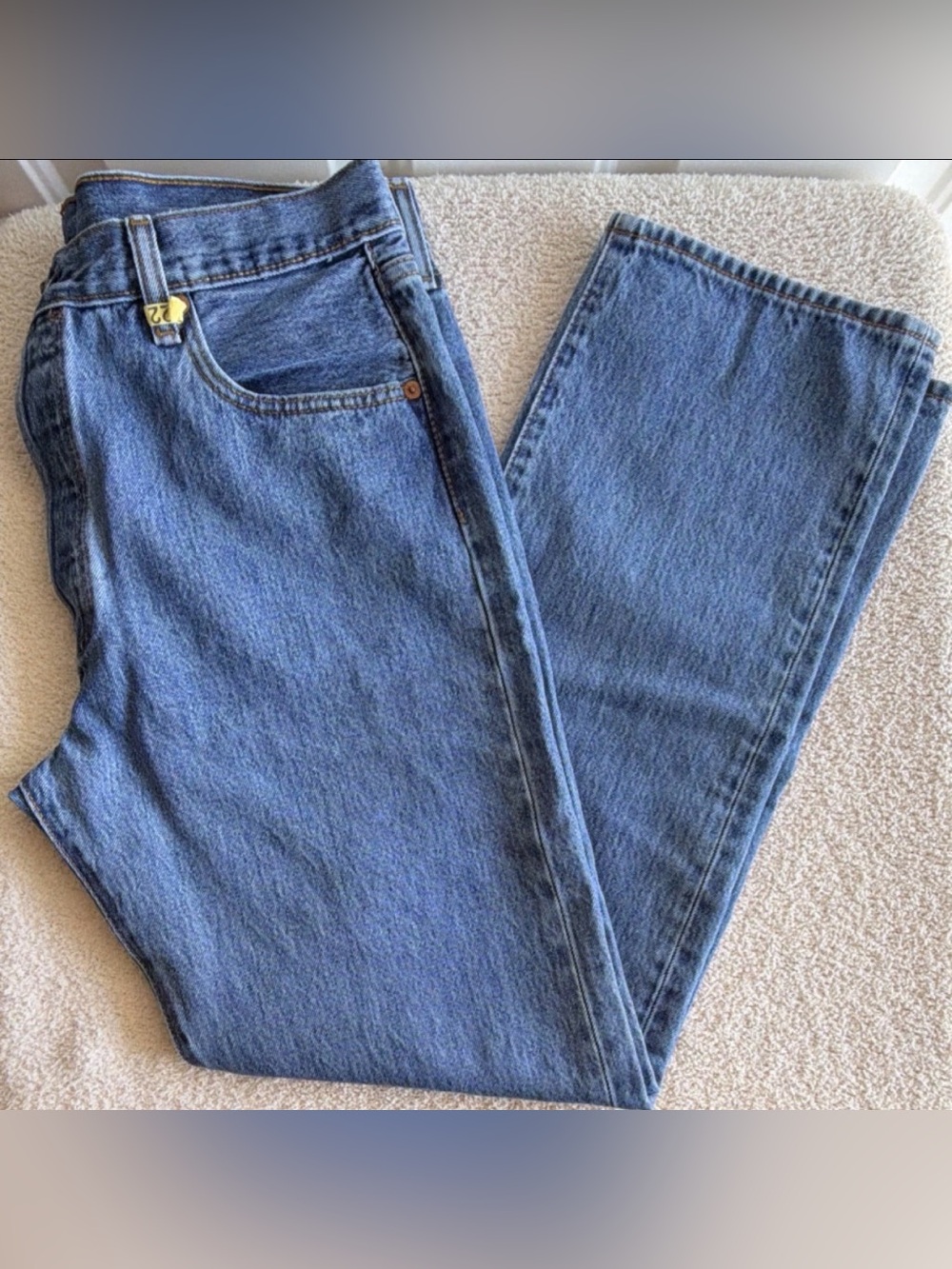Levi's Men's Straight Fit Blue Denim Jeans - Picture 5 of 8